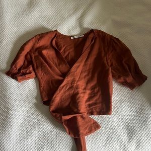 Abercrombie crop top tie front shirt